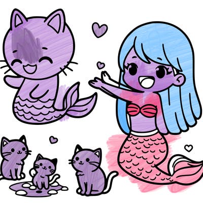 mermaid. cats