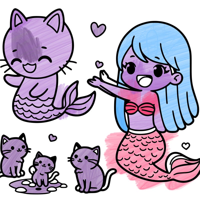 mermaid. cats