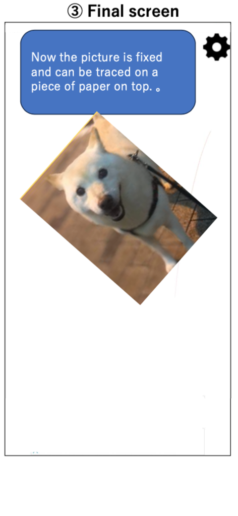 TracingMat - TracingMat app interface showing a fixed image of a dog ready for tracing on paper