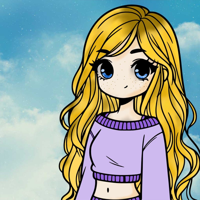 girl with long hair and a crop top with a sweater