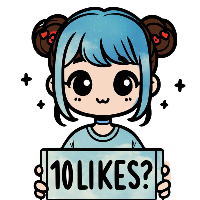 cute girl that is holding a sign that says 10 likes?
