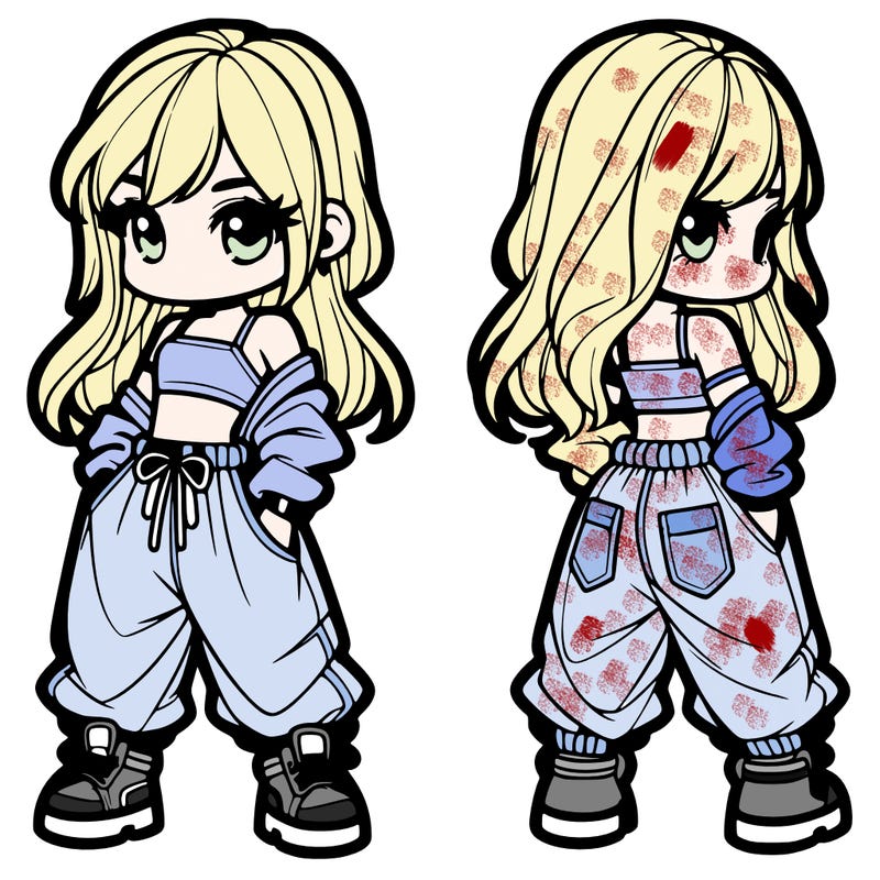 girl in crop top and baggy pants