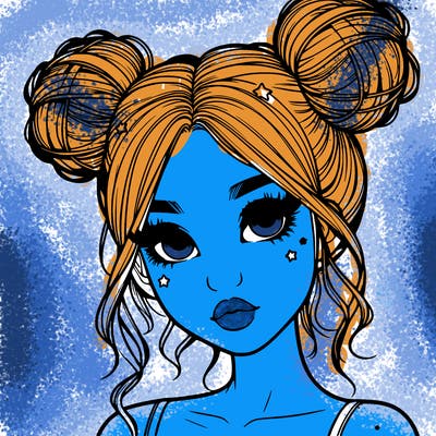 realistic girl with space buns