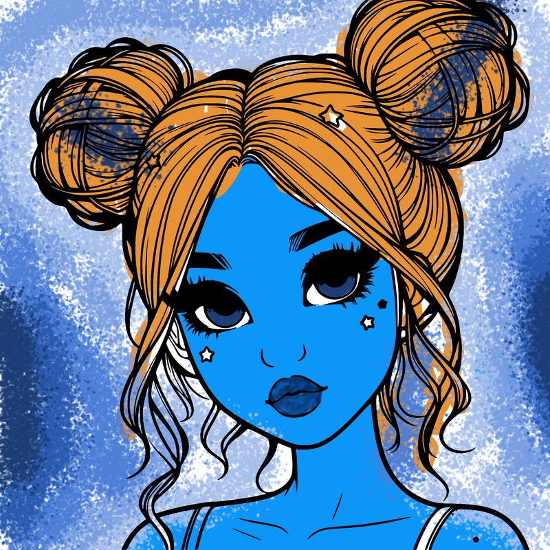 realistic girl with space buns