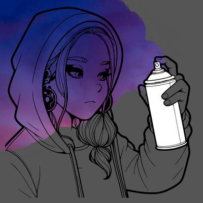 a realistic girl, spray painting