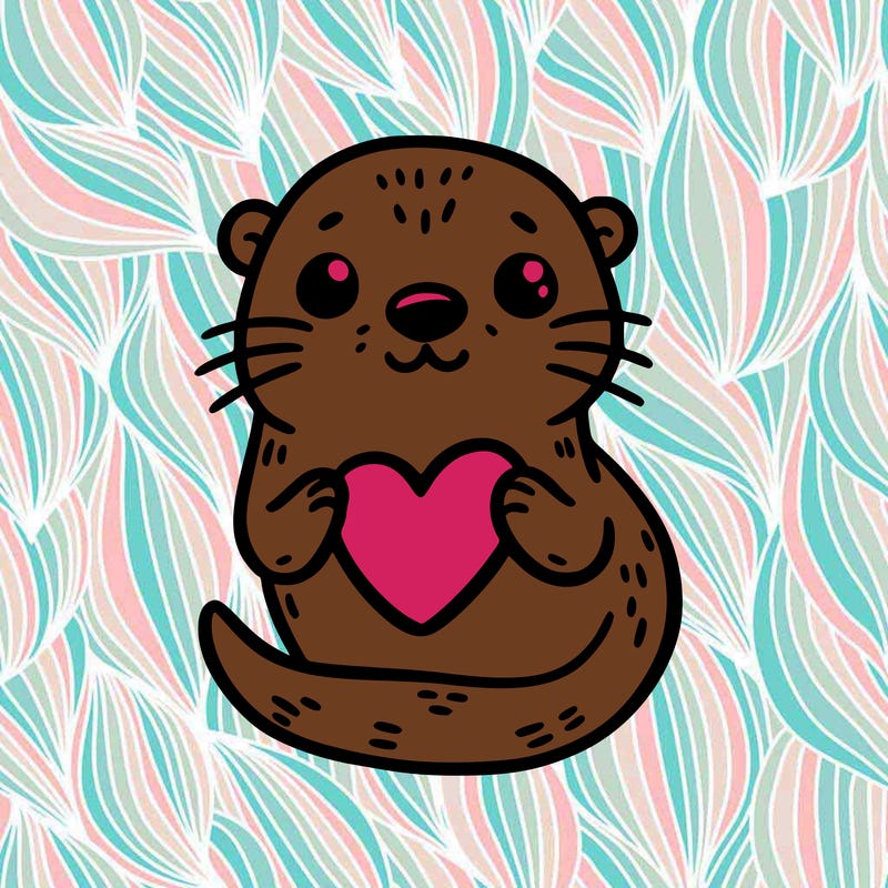 otter with a heart