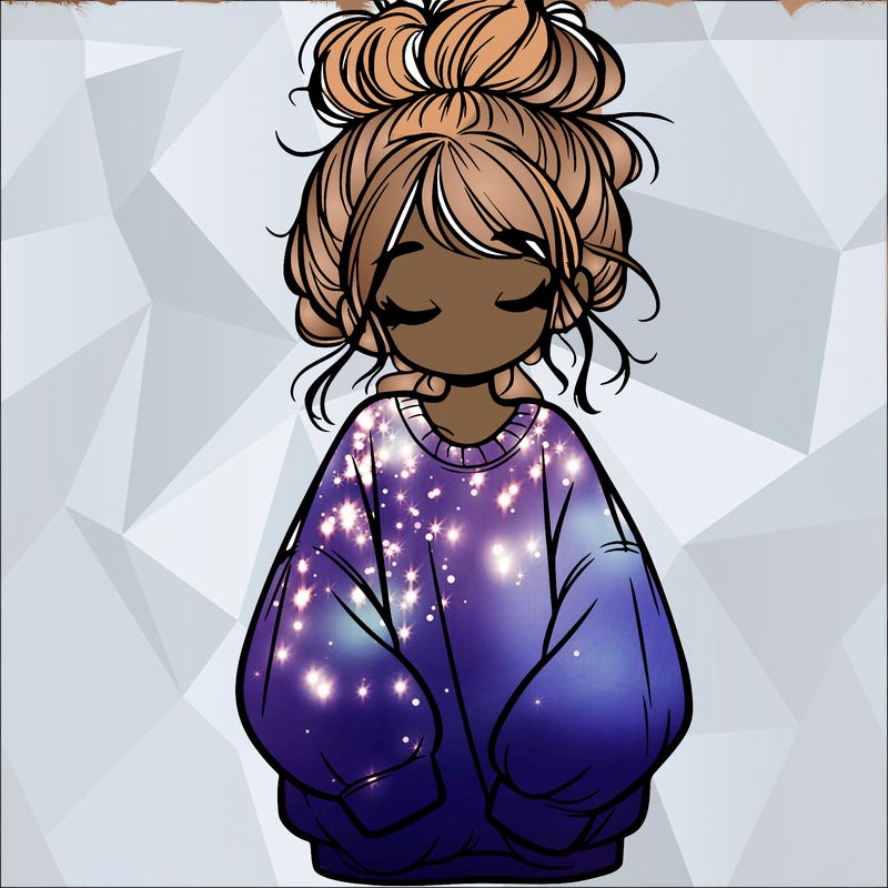 girl with baggy sweatshirt and messy bun