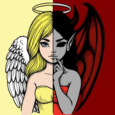 realistic angel half demon