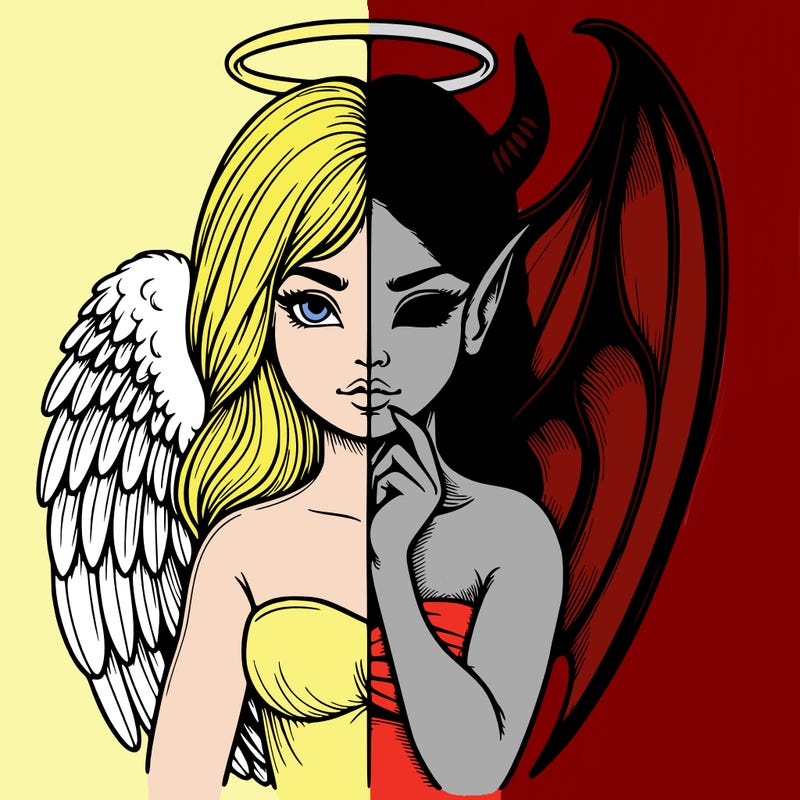 realistic angel half demon