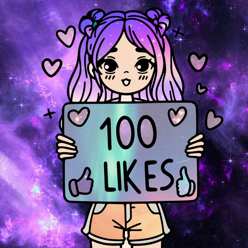 girl holding a sign saying 100 likes