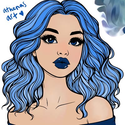 realistic girl with wavy hair and lips