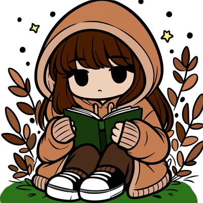 girl in oversized hoodie reading a book