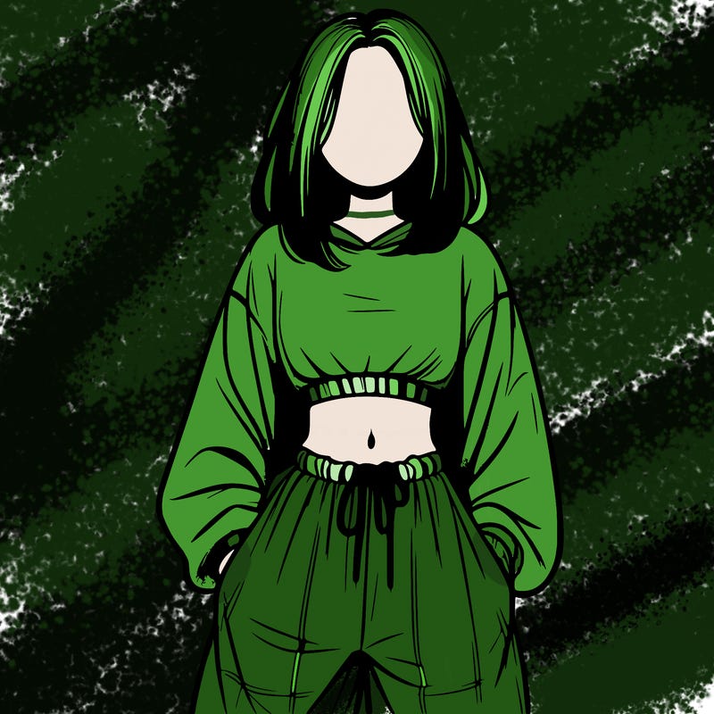 realistic girl faceless with baggy pants and a crop top