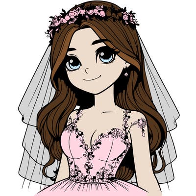realistic girl in a wedding dress