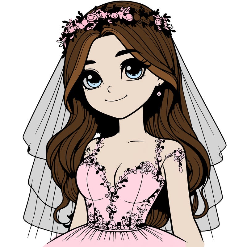 realistic girl in a wedding dress