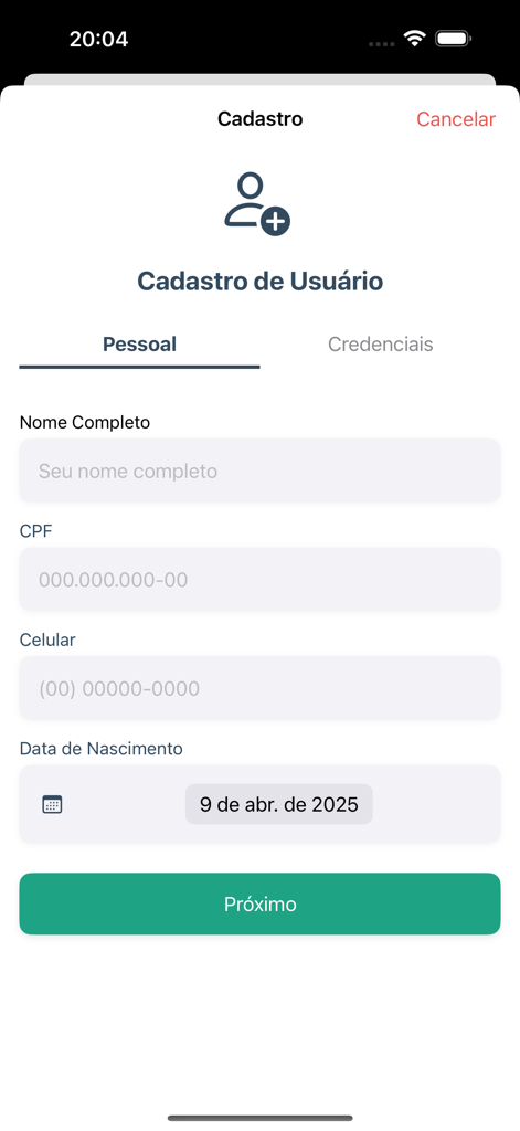 CAC App - CAC App user registration screen showing fields for personal information like name and identification