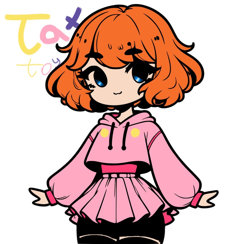 cute femboy with short, fluffy hair that softly frames their face, wearing a cropped hoodie, paired with a flouncy short skirt, and thigh-high stockings