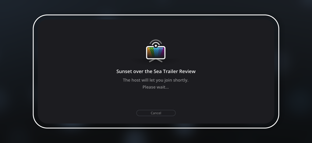 DaVinci Remote Monitor - A waiting screen for a remote video review session in the DaVinci Remote Monitor app