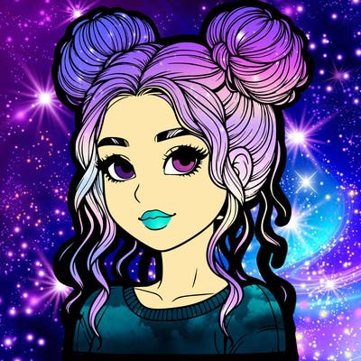 realistic girl with two buns in her hair