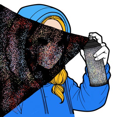 a realistic girl, spray painting