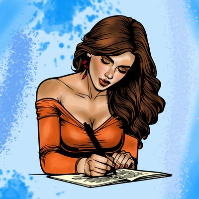 realistic female writing poetry