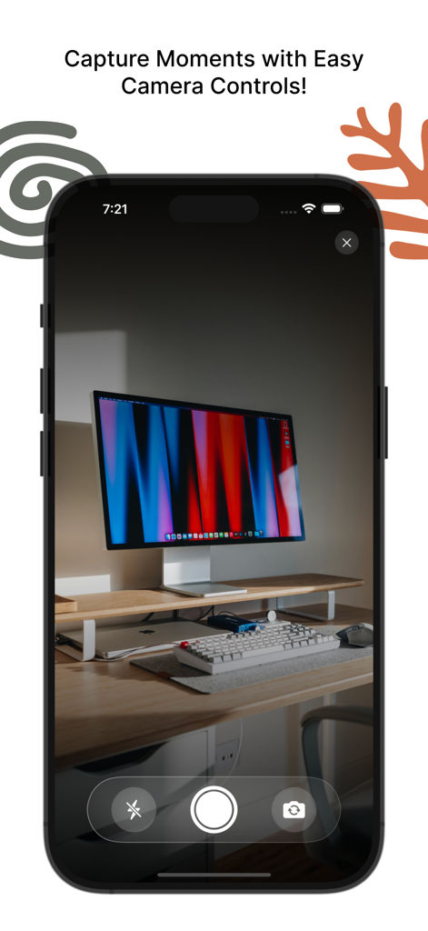 My Map Diary - Screenshot showing the My Map Diary app camera interface with simple controls to capture travel memories.