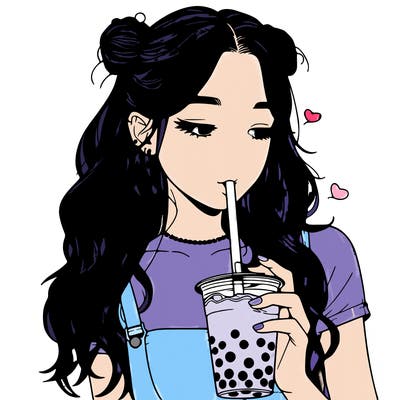 aesthetic realistic girl with boba