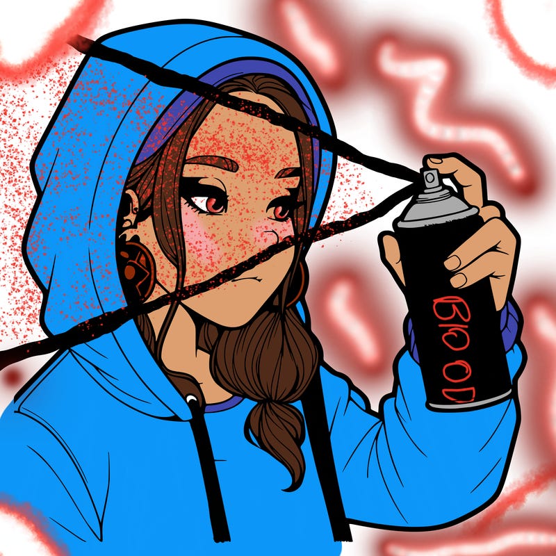 a realistic girl, spray painting