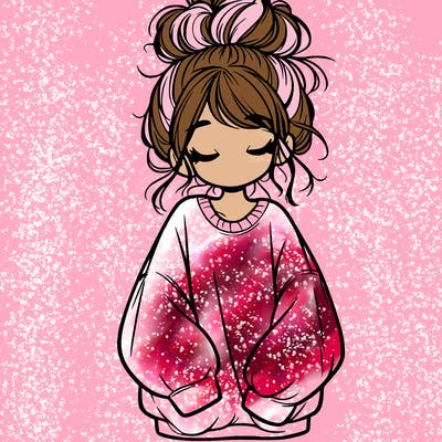 girl with baggy sweatshirt and messy bun