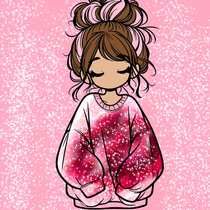 girl with baggy sweatshirt and messy bun