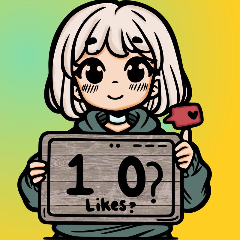 girl holding a sign that says 10 likes?