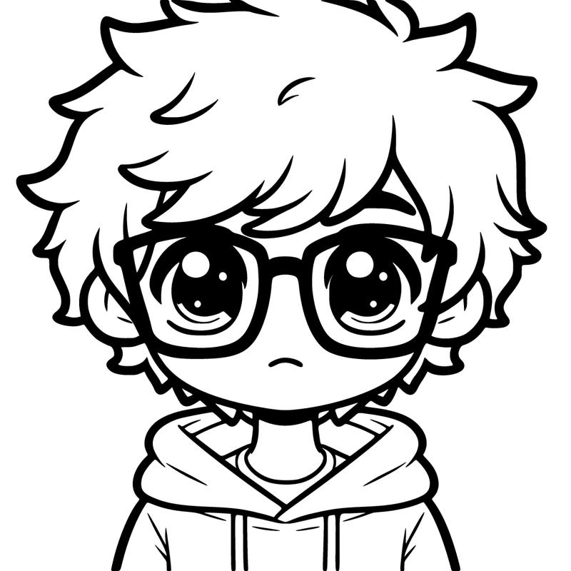 white boy with glasses and fluffy hair and hoodie