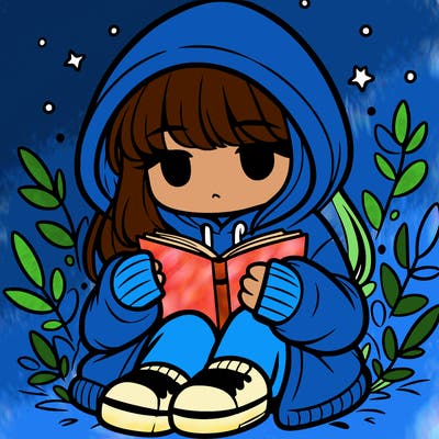 girl in oversized hoodie reading a book