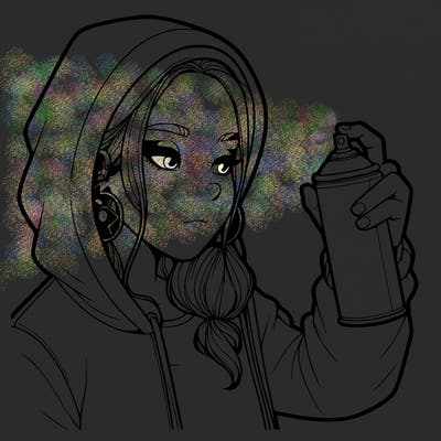 a realistic girl, spray painting