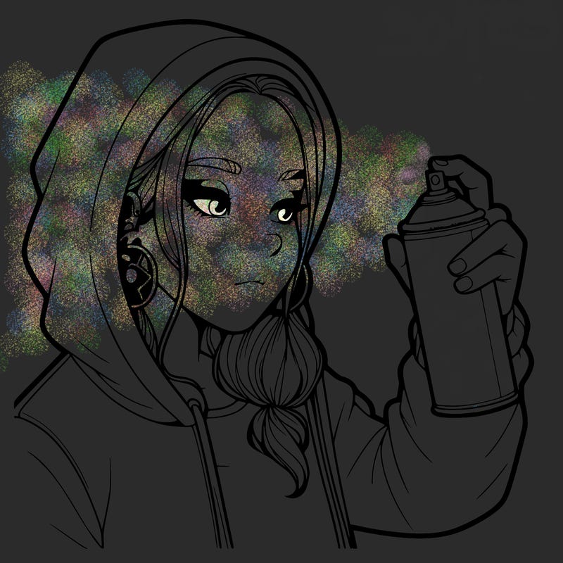 a realistic girl, spray painting