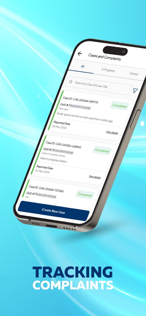 The Pearl Island - Interface of The Pearl Island mobile app displaying the tracking complaints screen