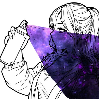 a realistic girl spray, painting