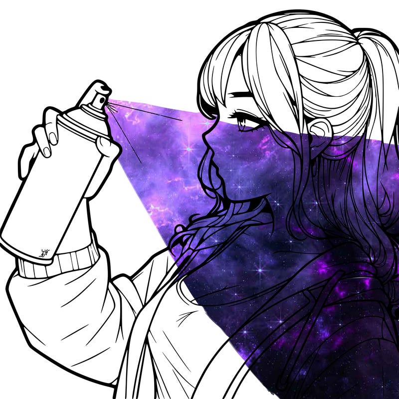 a realistic girl spray, painting