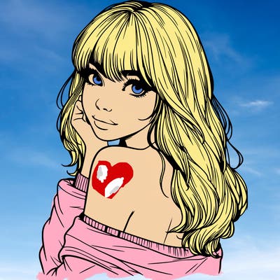 realistic girl with bangs looking over her shoulder