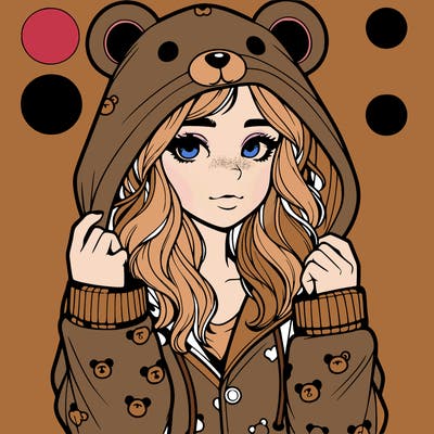 realistic girl in a animal pjs hoodie