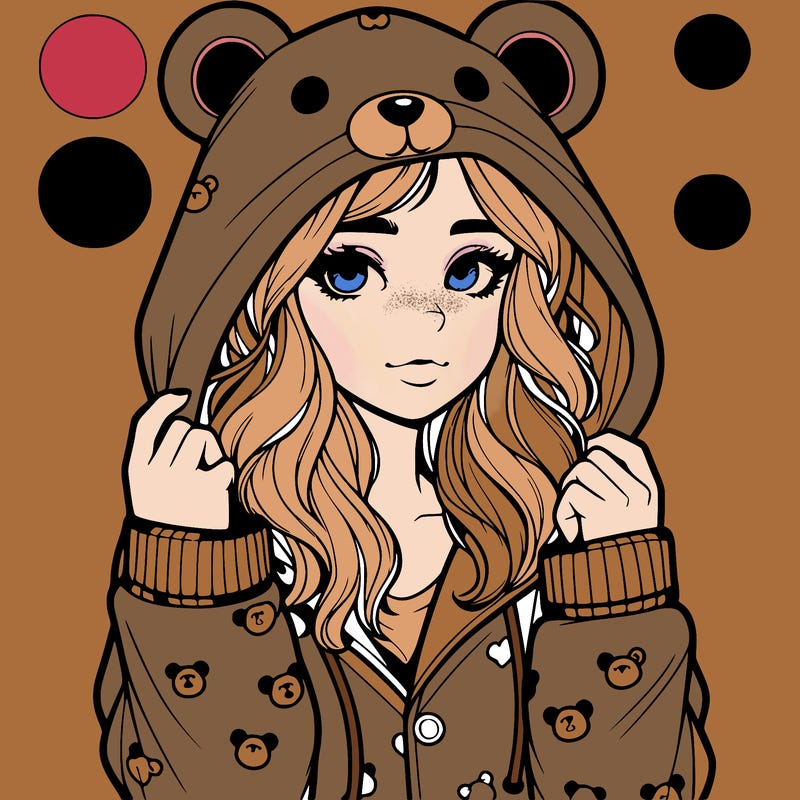 realistic girl in a animal pjs hoodie
