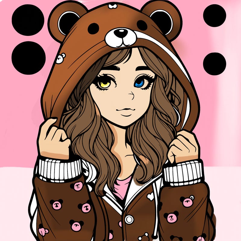 realistic girl in a animal pjs hoodie