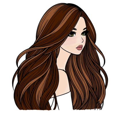 realistic girl with long realistic hair