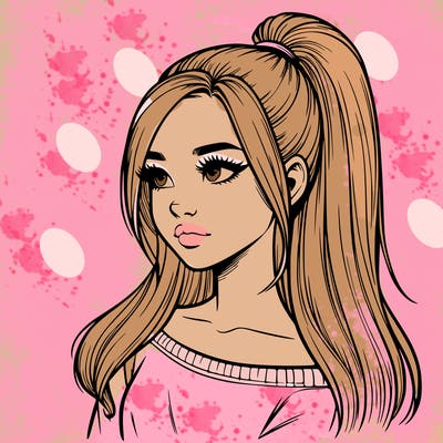 realistic girl with a high ponytail