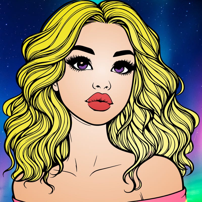 realistic girl with wavy hair and lips