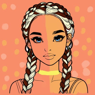 realistic girl with braids