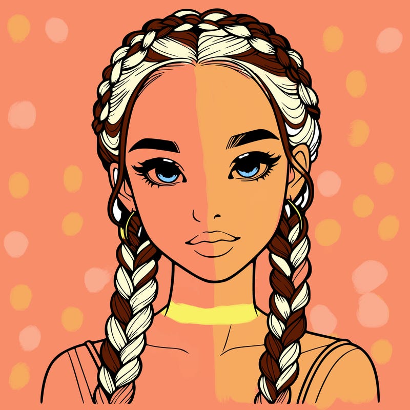realistic girl with braids