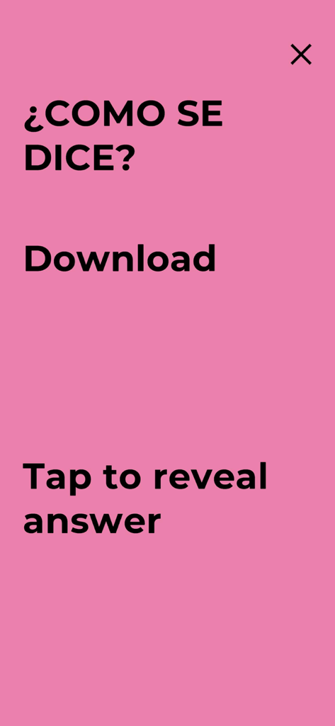A trivia screen in the No Sabo app asking for the Spanish translation of the word Download