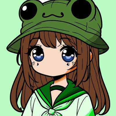 a girl with a frog hat