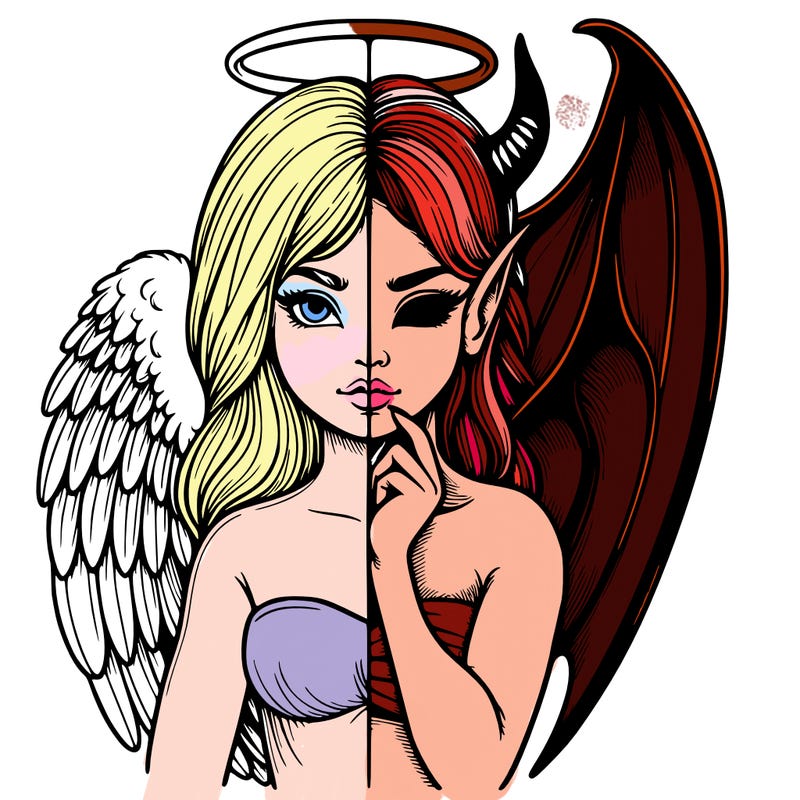 realistic angel half demon